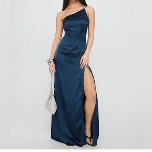 Princess Polly Midnight Blue Satin Maxi